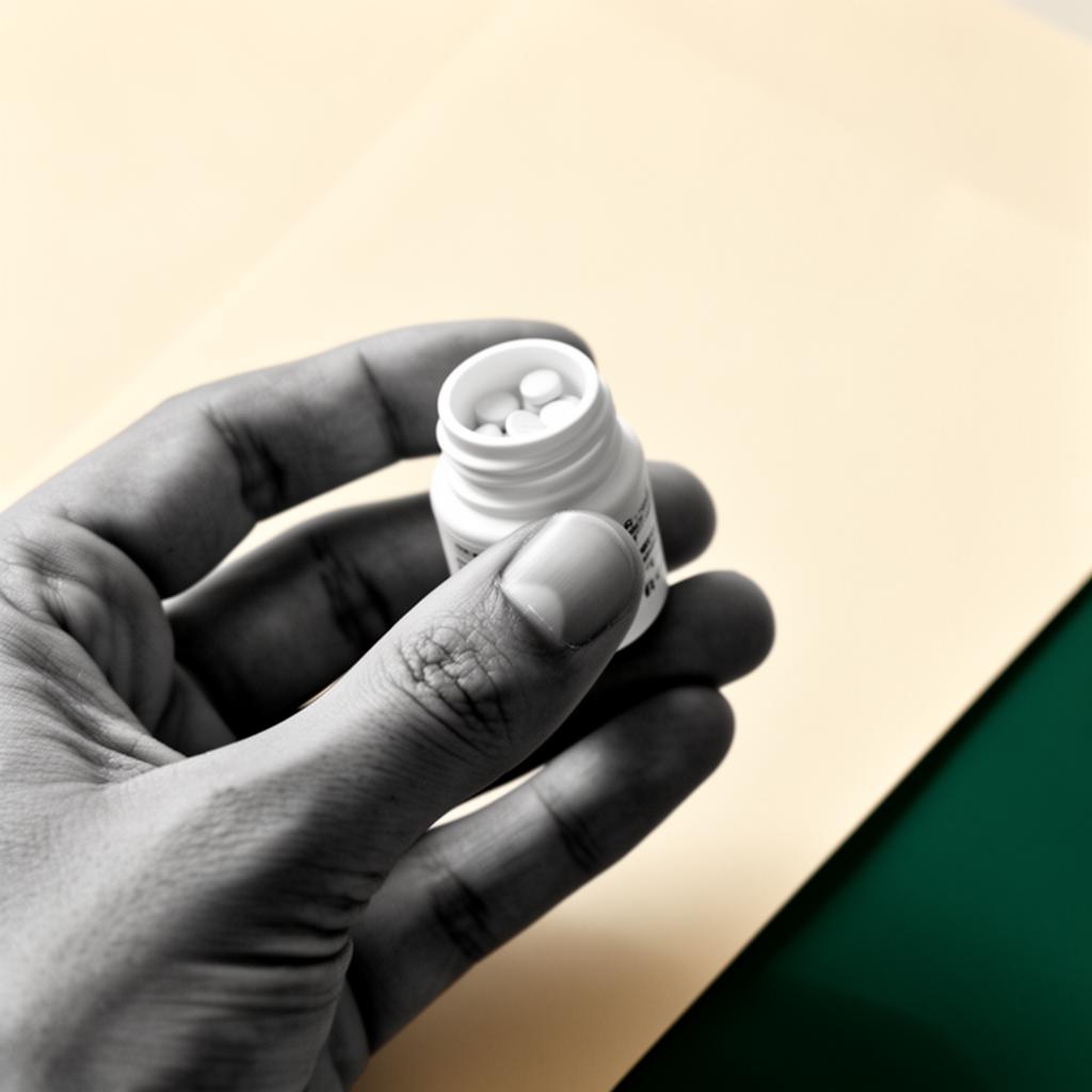 Hand holding a small white pill bottle — the everyday clinical decision generalist annotators miss.